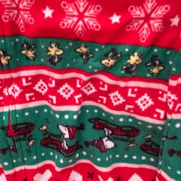 Girls size large 10/12 snoopy peanuts onesie pj pajama with hoodie. Too cute. - Picture 3 of 3